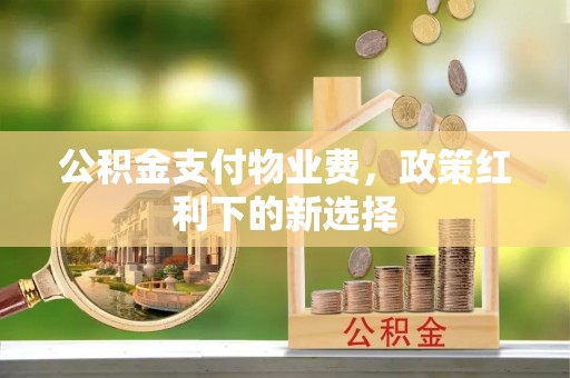 肥西公积金支付物业费，政策红利下的新选择